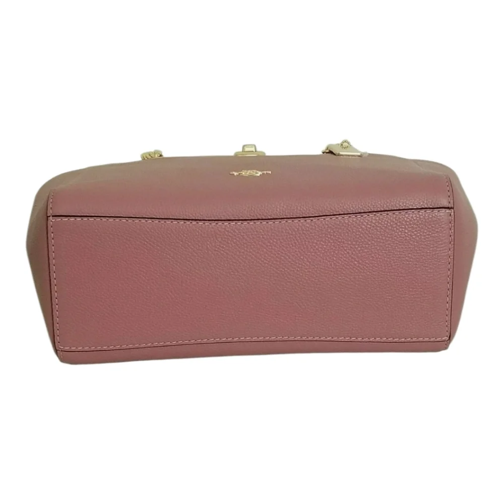 COACH 57107 Dusty Rose Pink Pebbled Leather Turnlock Tote Bag‎ Purse New